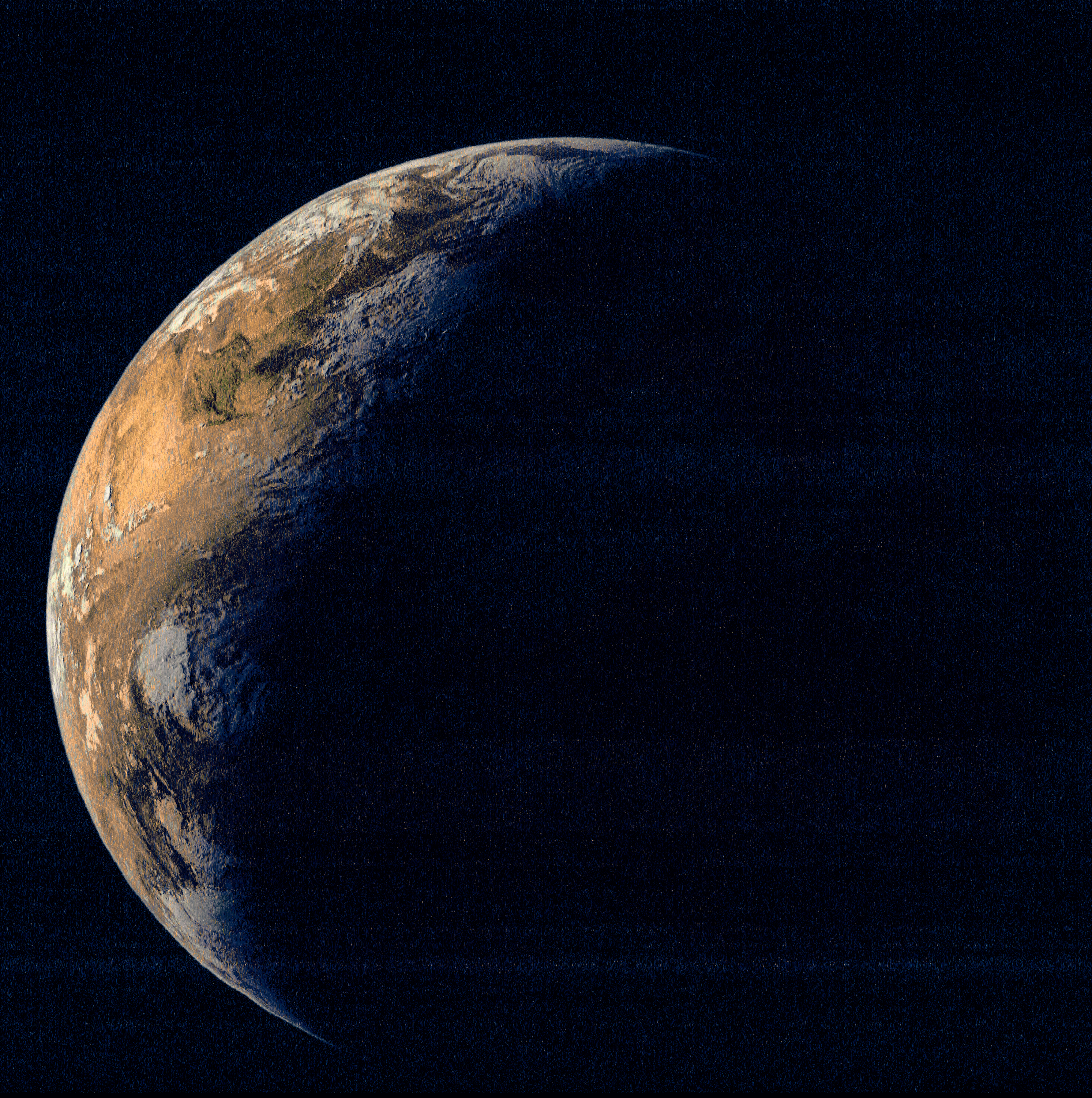 FengYun-2G full-disk Earth in false colour from the visible and infrared channels, captured at 13:00 UTC on 14 July 2026 from a 1-metre dish in Lucknow.